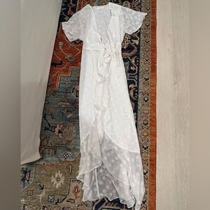 Privacy Please Wrap Dress- ruffled maxi Hi Low. Sz small